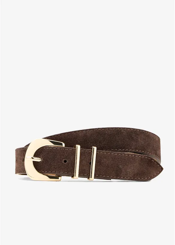 Cintura in pelle con fibbia in metallo lucido, bonprix
