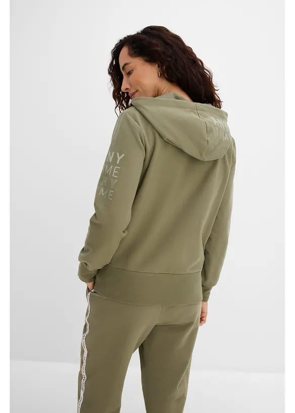 Felpa morbida in misto cotone pesante con zip e cappuccio, bonprix
