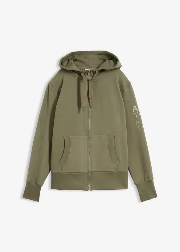 Felpa morbida in misto cotone pesante con zip e cappuccio, bonprix