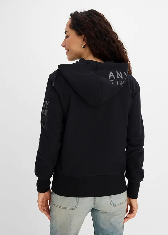 Felpa morbida in misto cotone pesante con zip e cappuccio, bonprix