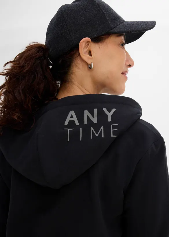 Felpa morbida in misto cotone pesante con zip e cappuccio, bonprix