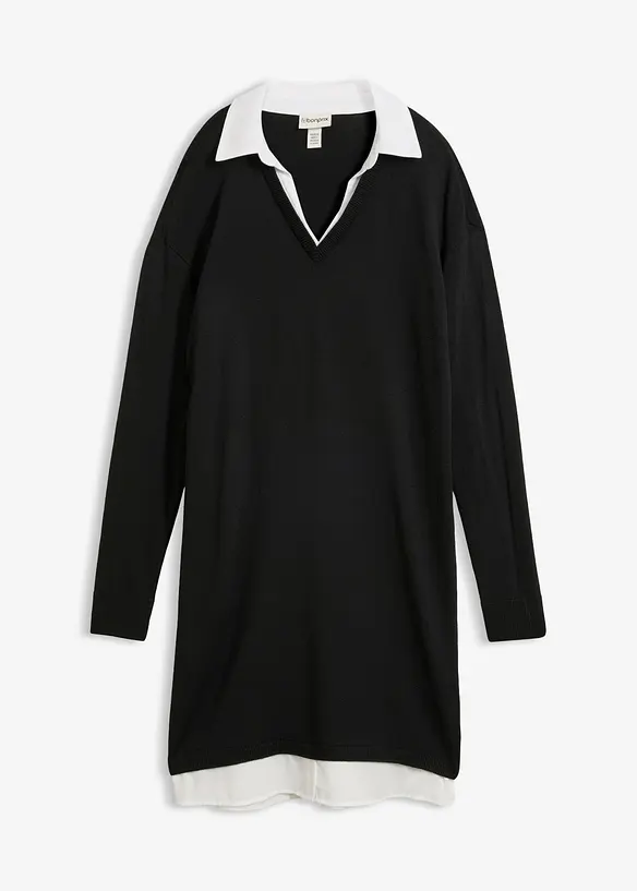 Abito in maglia con inserto di camicia, bonprix