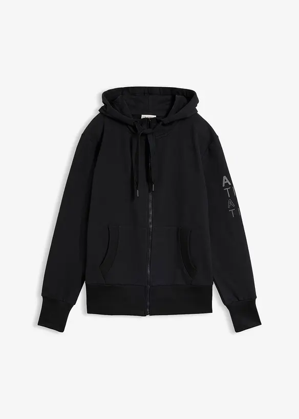 Felpa morbida in misto cotone pesante con zip e cappuccio, bonprix