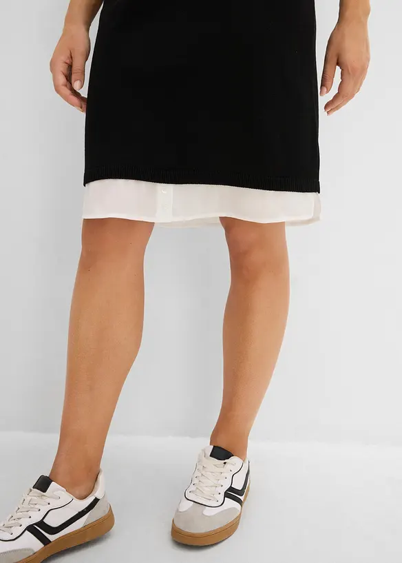 Abito in maglia con inserto di camicia, bonprix