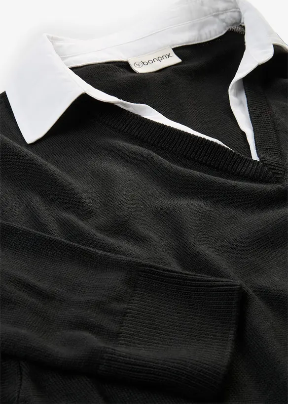 Abito in maglia con inserto di camicia, bonprix