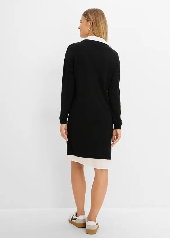 Abito in maglia con inserto di camicia, bonprix