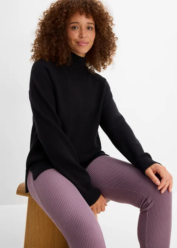 Maglione a collo alto in puro cotone, bonprix