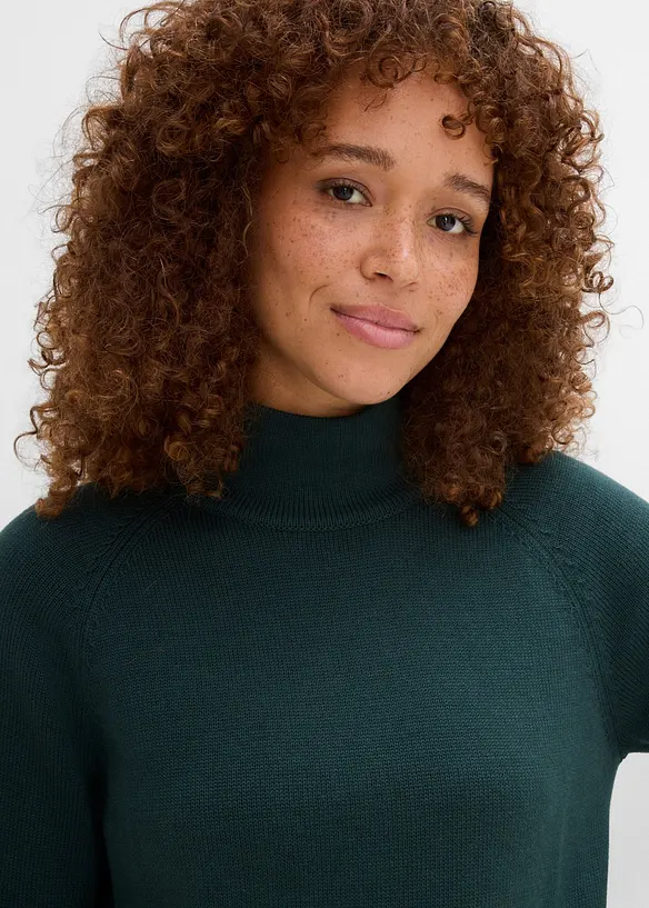 Maglione a collo alto in puro cotone, bonprix