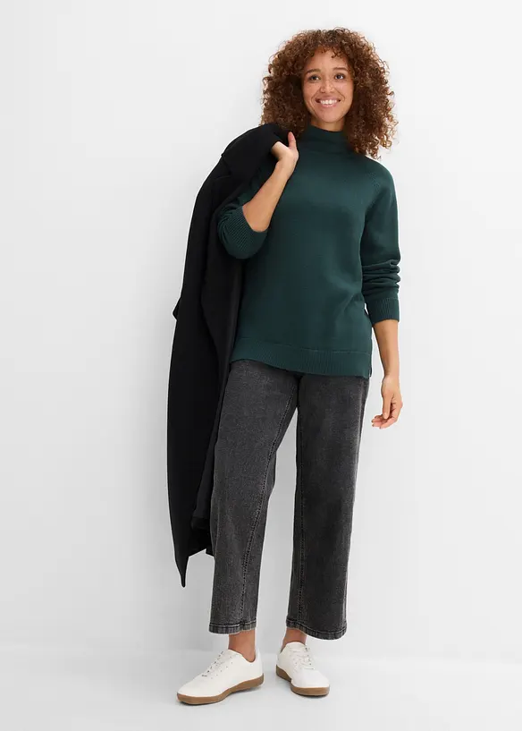 Maglione a collo alto in puro cotone, bonprix
