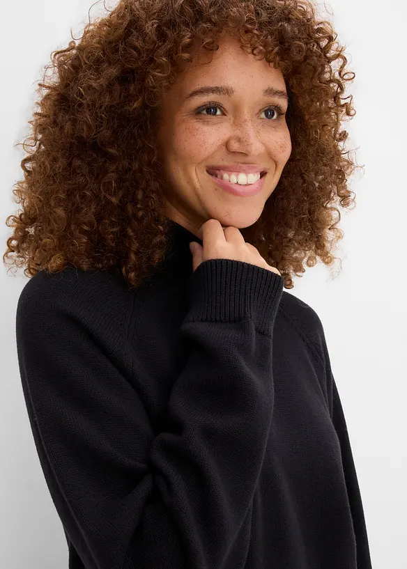 Maglione a collo alto in puro cotone, bonprix