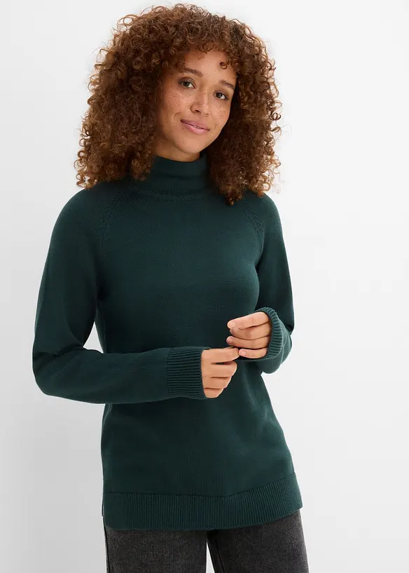 Maglione a collo alto in puro cotone, bonprix