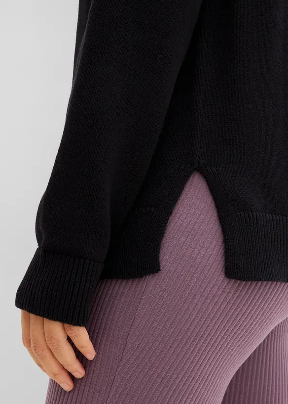 Maglione a collo alto in puro cotone, bonprix