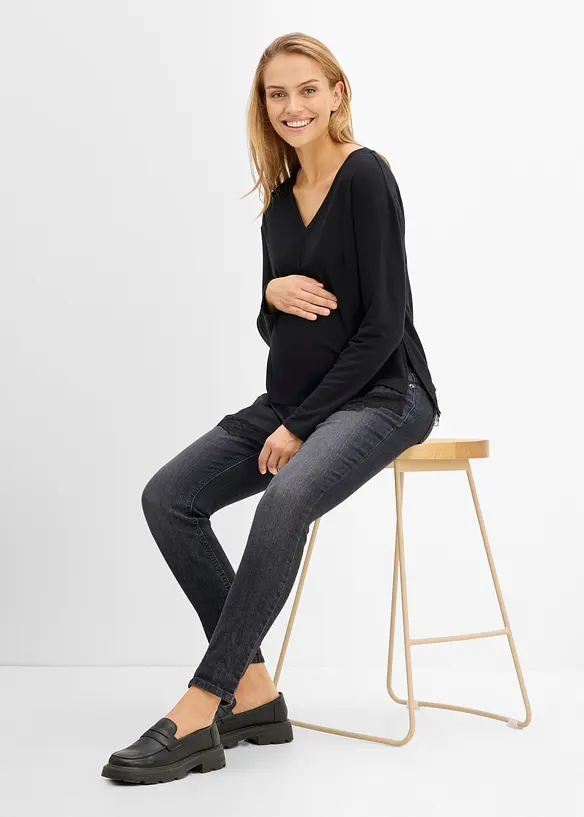 Jeans pr&eacute;maman elasticizzati con cotone biologico, skinny, bonprix