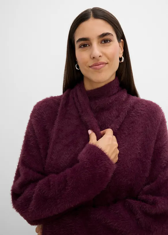 Maglione oversize con sciarpa, bonprix