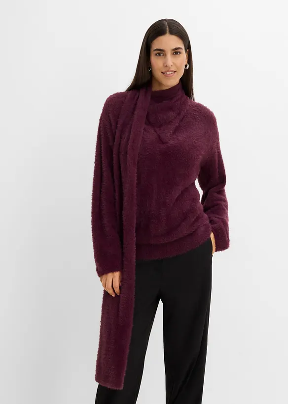 Maglione oversize con sciarpa, bonprix