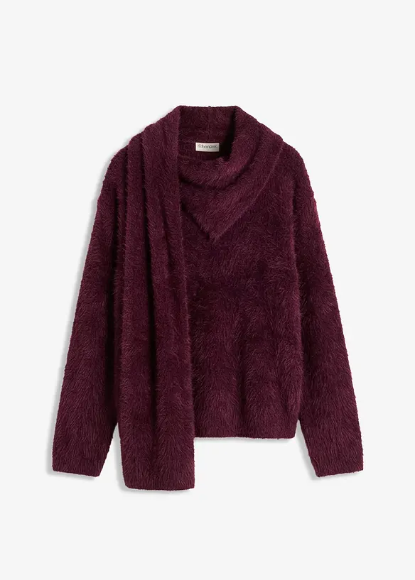Maglione oversize con sciarpa, bonprix