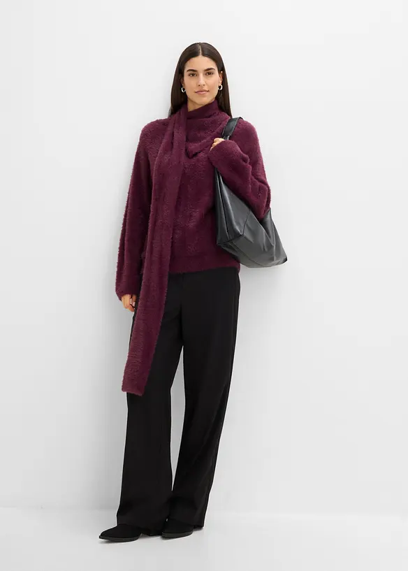 Maglione oversize con sciarpa, bonprix