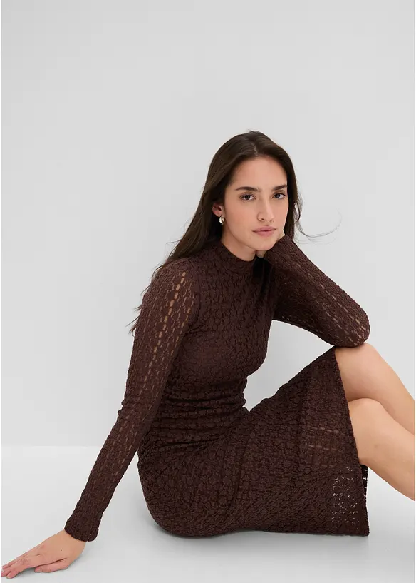 Abito di jersey con collo dritto, bonprix