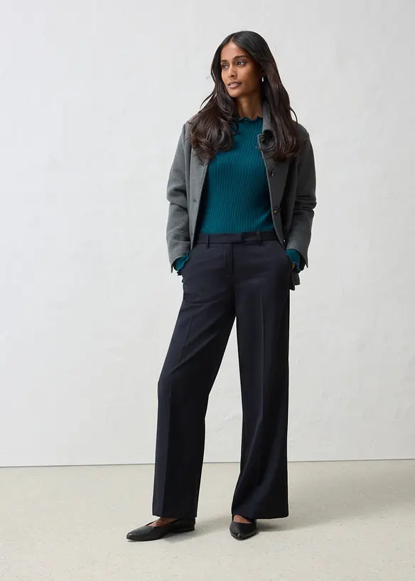 Pantaloni da completo in morbido misto lana dalla linea dritta, bonprix