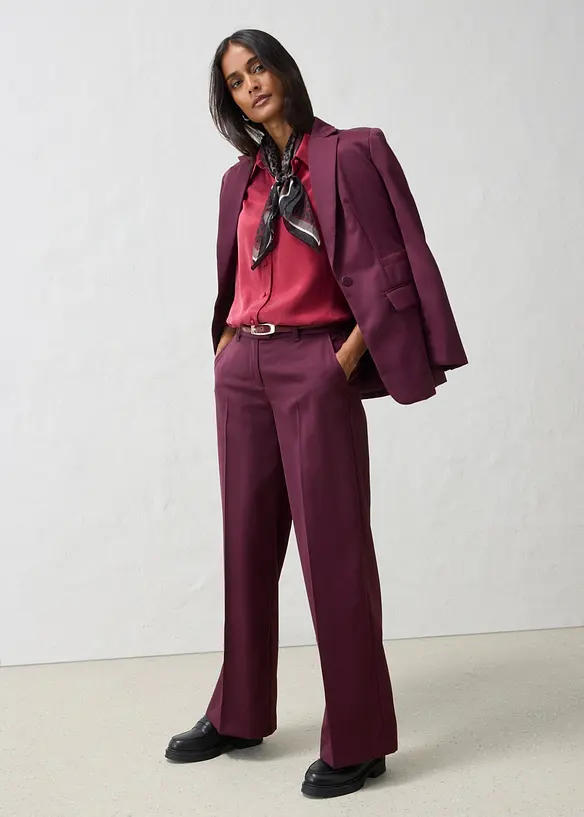 Pantaloni da completo in morbido misto lana dalla linea dritta, bonprix