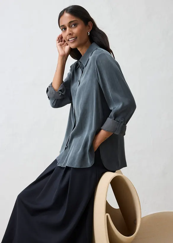 Camicia in misto cupro fluido, bonprix