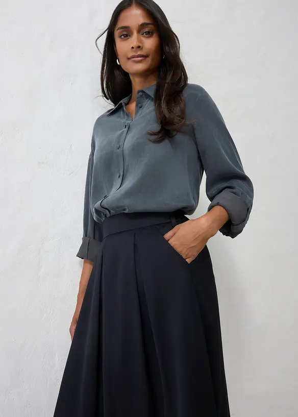Gonna midi in misto lana morbido, bonprix