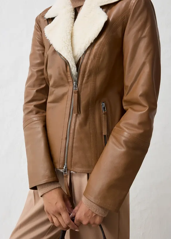 Giacca biker in nappa d'agnello, bonprix