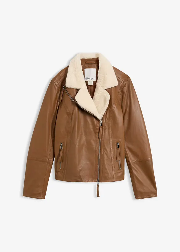 Giacca biker in nappa d'agnello, bonprix