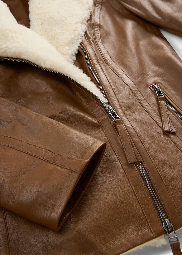 Giacca biker in nappa d'agnello, bonprix