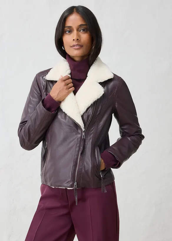 Giacca biker in nappa d'agnello, bonprix