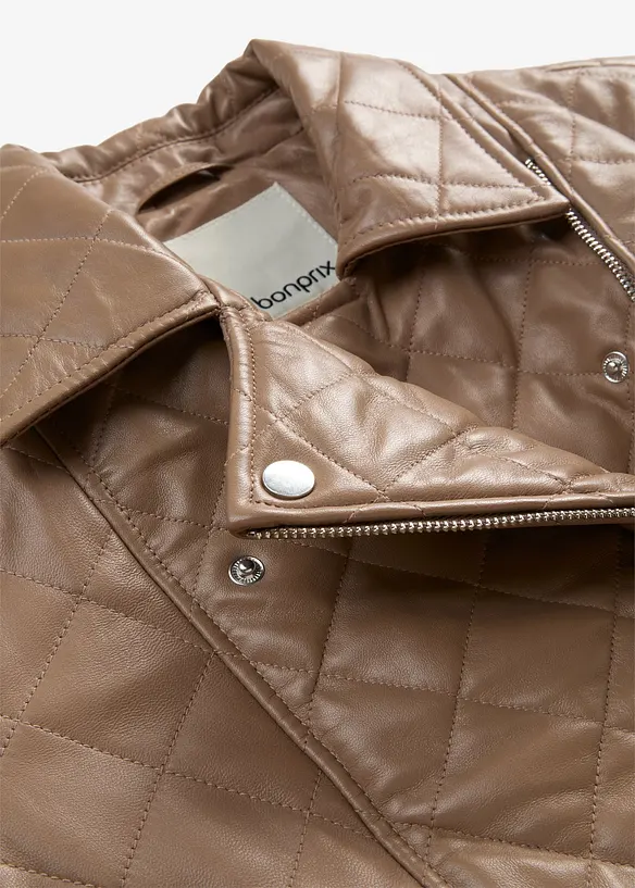 Giacca biker in nappa d'agnello tarpuntata, bonprix