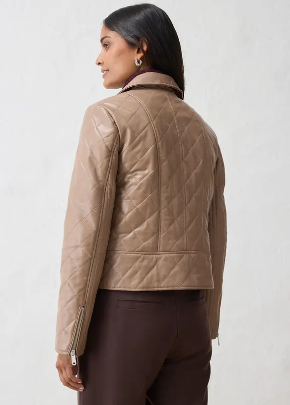 Giacca biker in nappa d'agnello tarpuntata, bonprix