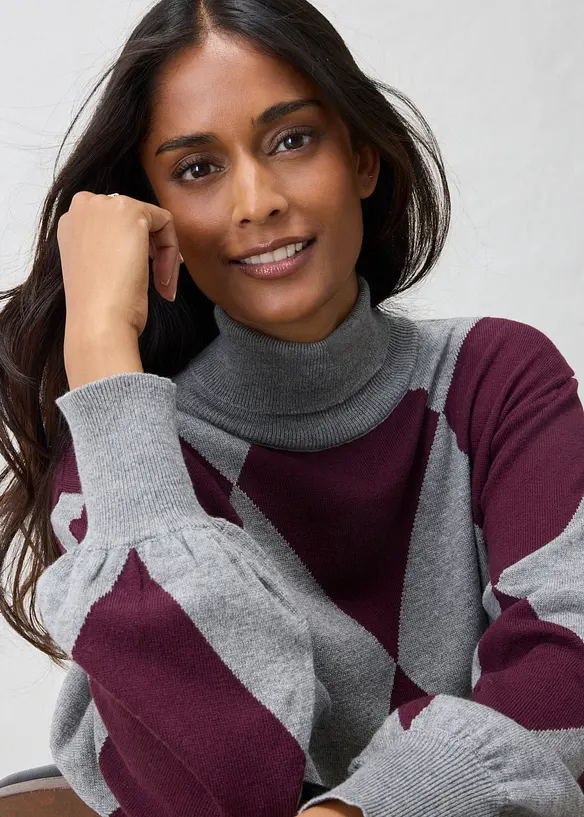Maglione in filato fine a collo alto, bonprix