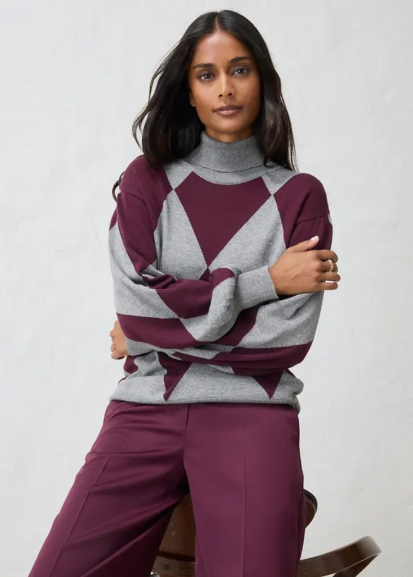Maglione in filato fine a collo alto, bonprix