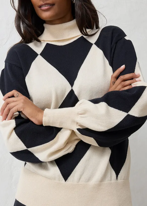 Maglione in filato fine a collo alto, bonprix