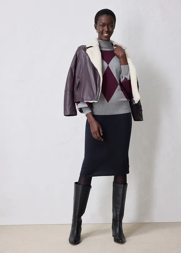 Gonna in morbida maglia misto lana, bonprix