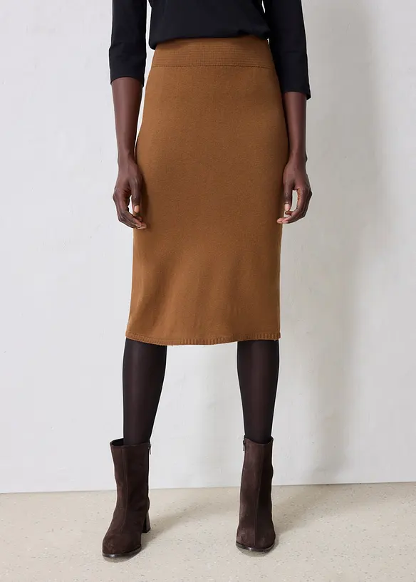 Gonna in morbida maglia misto lana, bonprix