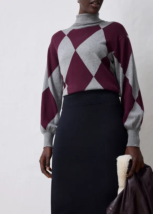 Gonna in morbida maglia misto lana, bonprix