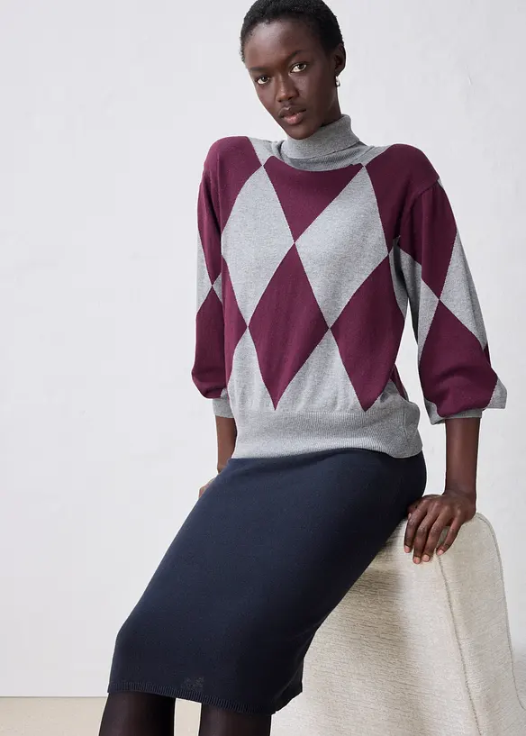 Gonna in morbida maglia misto lana, bonprix