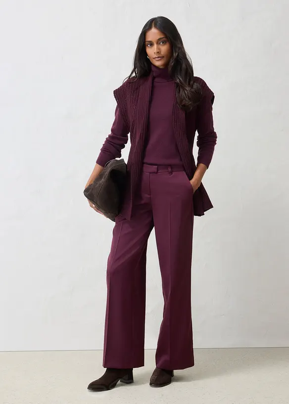 Gilet in maglia traforata di misto lana morbido, bonprix