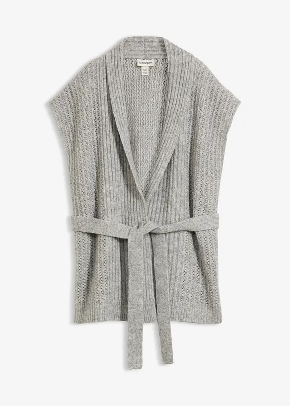 Gilet in maglia traforata di misto lana morbido, bonprix