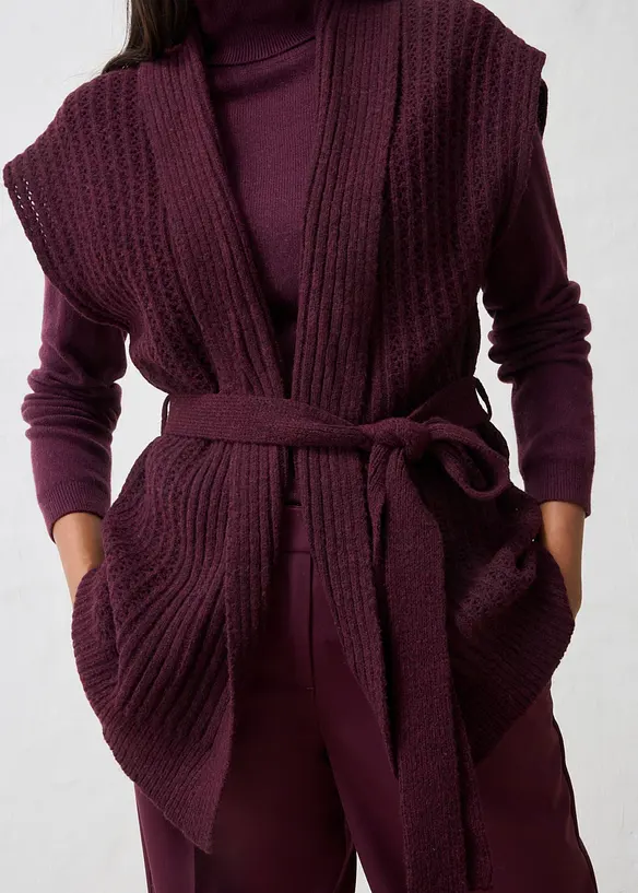Gilet in maglia traforata di misto lana morbido, bonprix