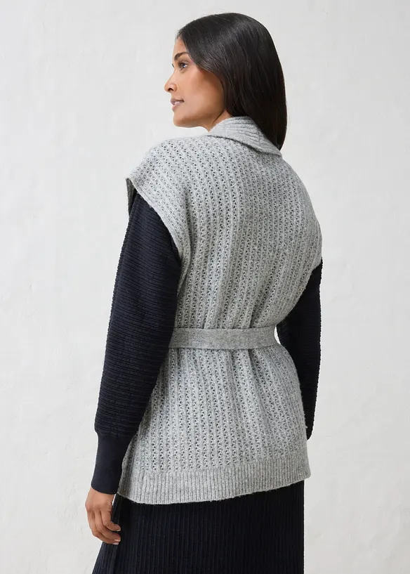 Gilet in maglia traforata di misto lana morbido, bonprix