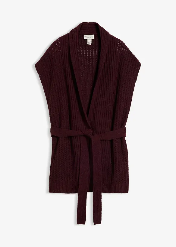 Gilet in maglia traforata di misto lana morbido, bonprix