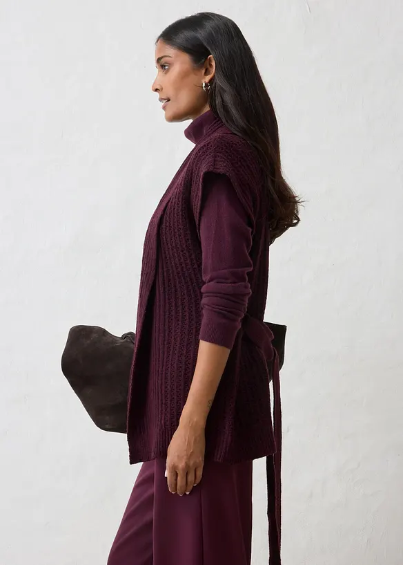 Gilet in maglia traforata di misto lana morbido, bonprix