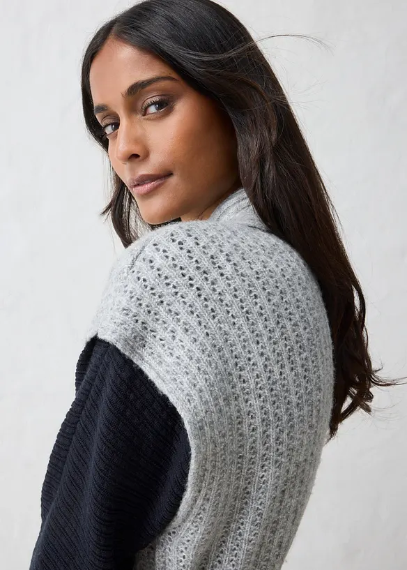 Gilet in maglia traforata di misto lana morbido, bonprix