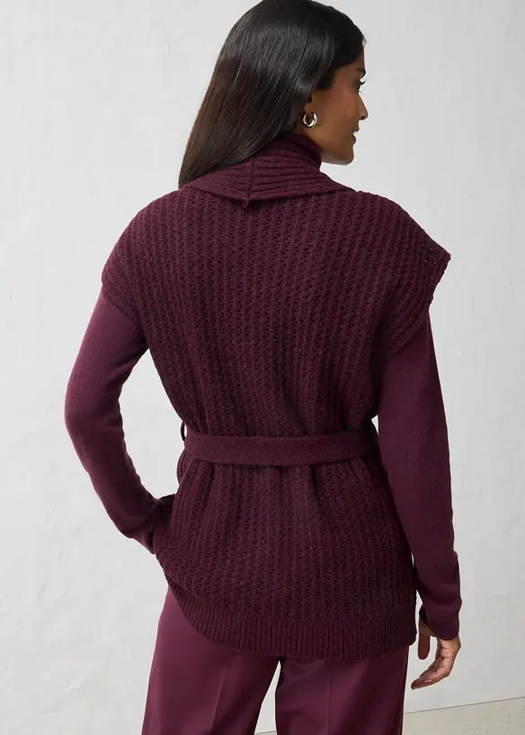 Gilet in maglia traforata di misto lana morbido, bonprix