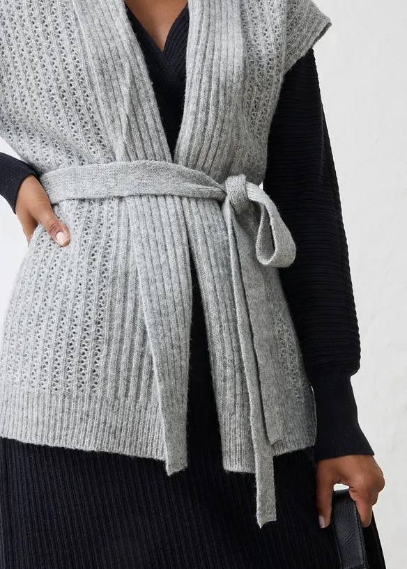 Gilet in maglia traforata di misto lana morbido, bonprix