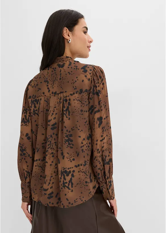 Blusa di chiffon con colletto dritto, bonprix
