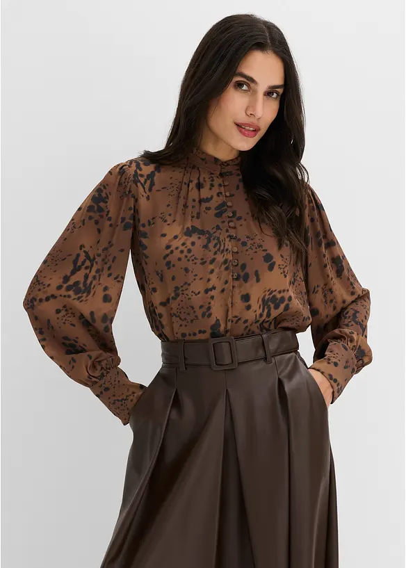 Blusa di chiffon con colletto dritto, bonprix
